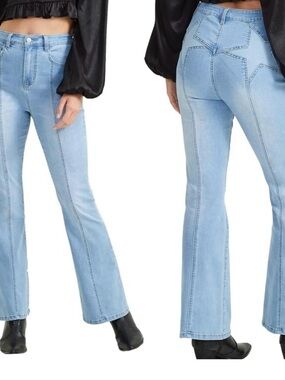 Altar'd State Light Blue High-Rise Flare Jeans